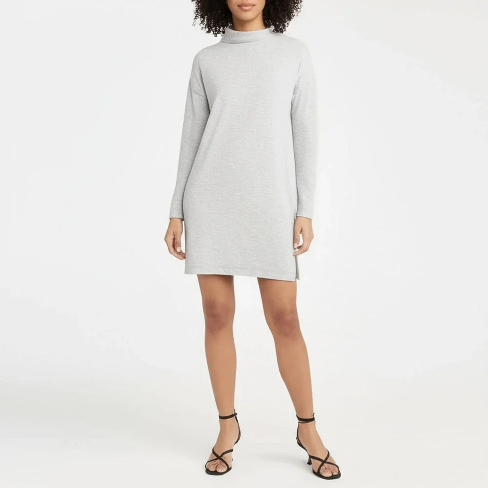 J.Crew Turtleneck Tunic Women's L Gray Space-Dyed Jersey Cozy Long Sleeve‎